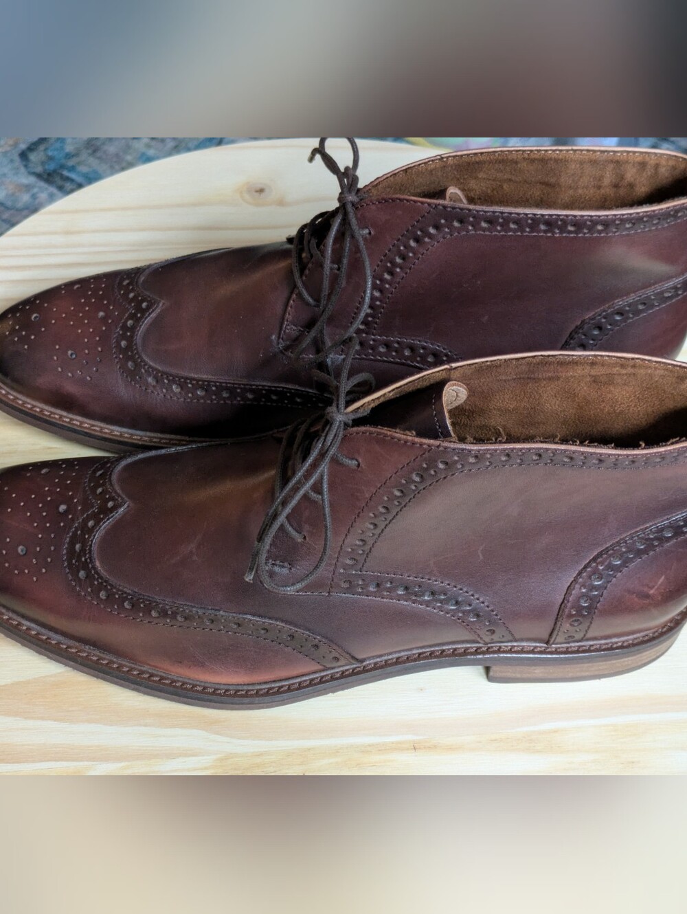 Blake Mckay Wingtip Brogue Chukkas Size 10 Men's Dark Brown Leather NEVER WORN - Picture 3 of 11